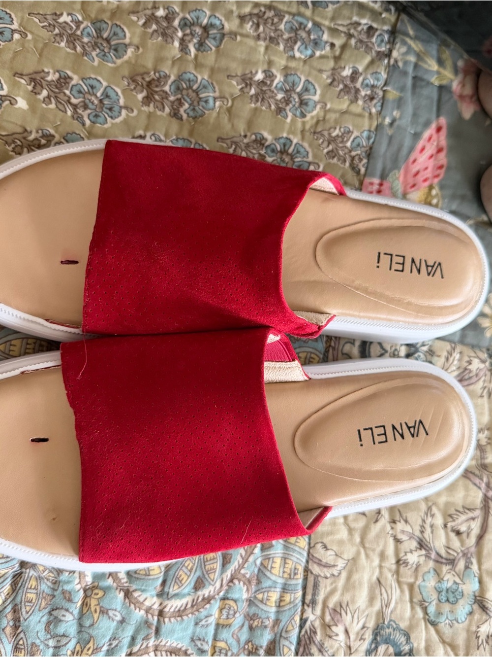 VANELi Red Suede Slide Sandals